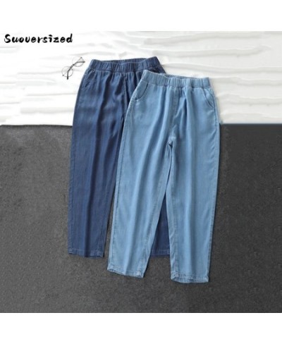 Thin Classic Oversize 8XL Baggy Jeans Elastic High Waist Wide Leg Denim Pants Women Capris Casual Harem Vaqueros Korean $34.9...