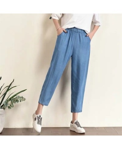 Thin Classic Oversize 8XL Baggy Jeans Elastic High Waist Wide Leg Denim Pants Women Capris Casual Harem Vaqueros Korean $34.9...