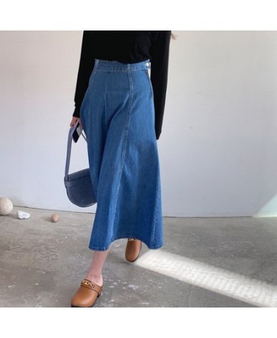 Women Loose Denim Jean Skirts Summer High Waist Blue Korean Style Midi Calf Vestidos Female M-6XL OMWEI1107 $57.87 - Skirts