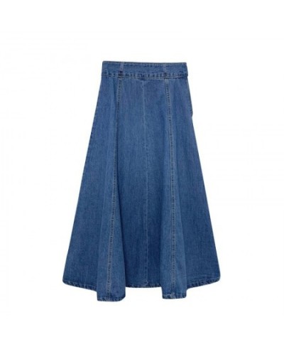 Women Loose Denim Jean Skirts Summer High Waist Blue Korean Style Midi Calf Vestidos Female M-6XL OMWEI1107 $57.87 - Skirts