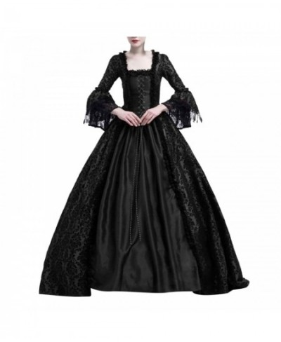 Halloween Women Victorian Medieval Queen Cosplay Costume Vintage Retro Gothic Lace Stitiching Lace Up Party Long Maxi Dresses...