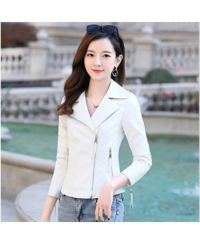 New Large Size 3XL 4XL 5XL Leather Jacket Women 2023 Spring Women's Leather Jacket Coat Short White Leather Clothing Female $...