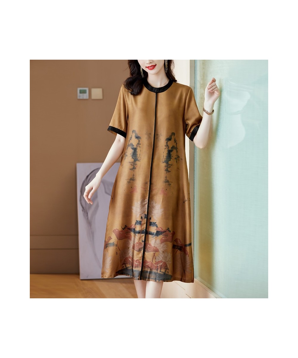 Summer Yellow Floral Silk Satin Short Sleeve Midi Dress 2022 Korean Elegant Bodycon Party Vestidos Women Fashion Casaul Dress...