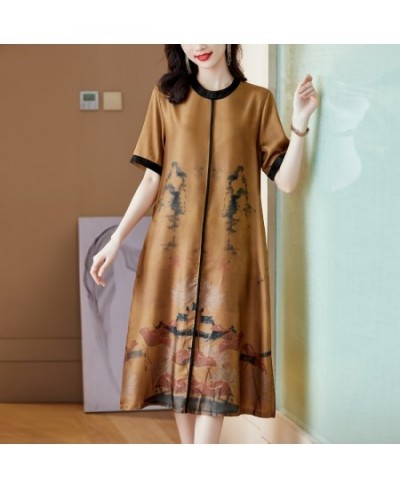 Summer Yellow Floral Silk Satin Short Sleeve Midi Dress 2022 Korean Elegant Bodycon Party Vestidos Women Fashion Casaul Dress...