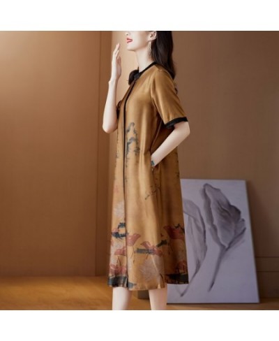 Summer Yellow Floral Silk Satin Short Sleeve Midi Dress 2022 Korean Elegant Bodycon Party Vestidos Women Fashion Casaul Dress...