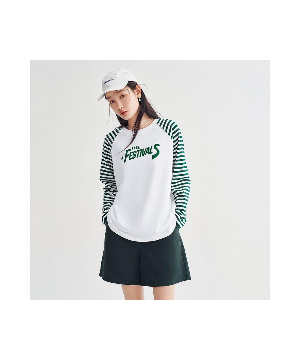 Women Tees 2023 Spring Striped Long Sleeve O Neck Loose Tshirt Letter Print Pure Cotton Comfort Basic All Match Tops $39.48 -...