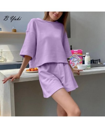 Rose Red Summer Soft Sets Women 2023 100% Cotton Suits Loose Casual 2-Pieces Short T and Shorts Pants Solid Tracksuit $59.90 ...