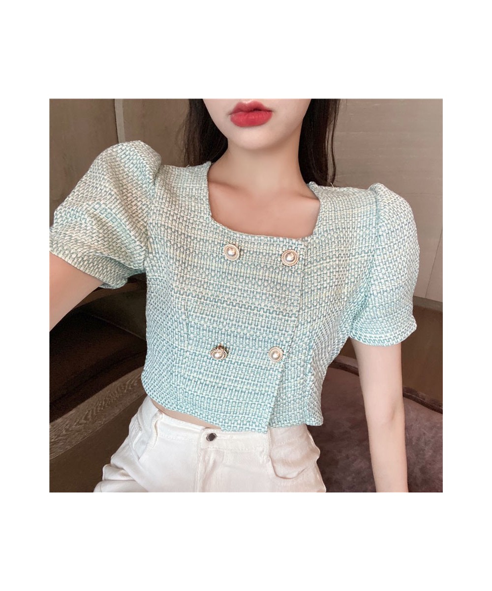 Cropped Jackets Women Puff Sleeve Sweet Solid Square Collar Fashion Korean Style Daily All-match Female Summer Outerwear Retr...