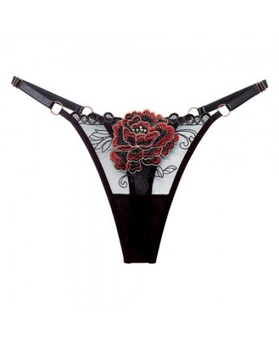 Women's Panties Japanese Embroidered Floral Thong Breathable Mesh Sexy Hot Low Waist Adjustable Belt Ladies Large Size Pantie...