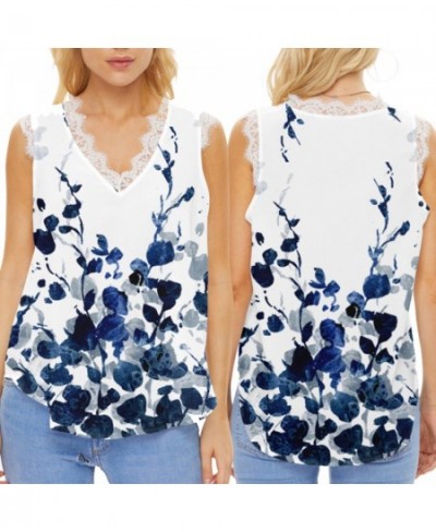 Women's Summer Gradient Sleeveless Lace V Neck Casual Style Tank Top $51.15 - Underwear