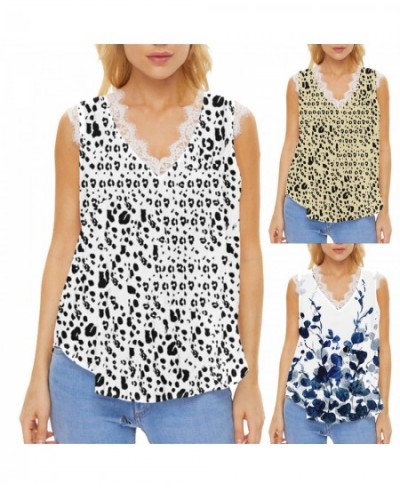 Women's Summer Gradient Sleeveless Lace V Neck Casual Style Tank Top $51.15 - Underwear