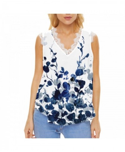 Women's Summer Gradient Sleeveless Lace V Neck Casual Style Tank Top $51.15 - Underwear