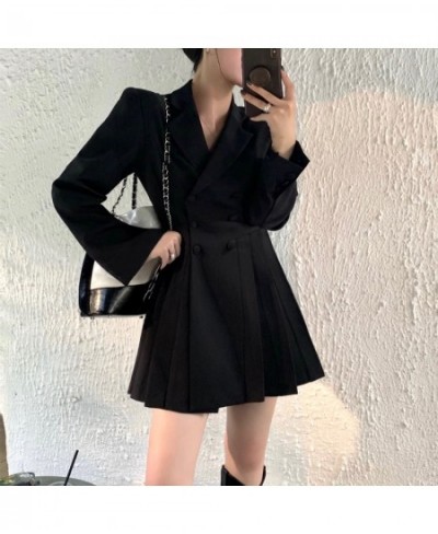 Blazer Dress Women Pleated Skirt 2022 New Fashion Korean Dresses for Women Double Breasted Office Wear Women Work Dress $64.2...