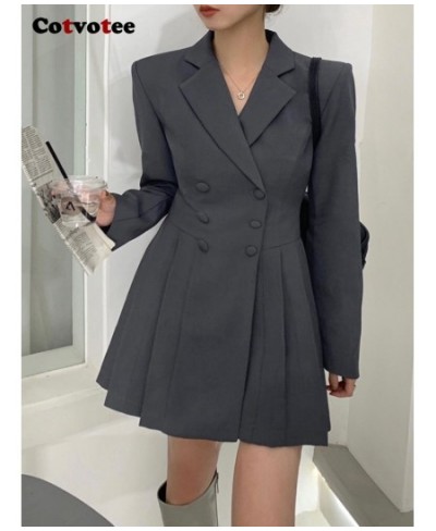 Blazer Dress Women Pleated Skirt 2022 New Fashion Korean Dresses for Women Double Breasted Office Wear Women Work Dress $64.2...