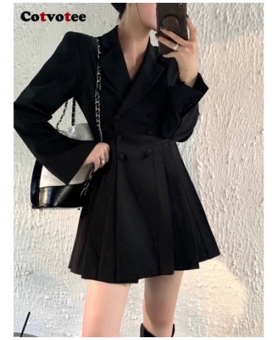 Blazer Dress Women Pleated Skirt 2022 New Fashion Korean Dresses for Women Double Breasted Office Wear Women Work Dress $64.2...