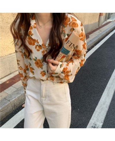 Autumn retro temperament white floral suit collar shirt chiffon shirt sunscreen primer fashion blouse $46.71 - Blouses & Shirts