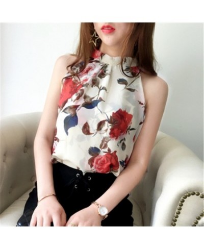 2023 Chiffon Blouse Sleeveless Halter Shirt Stripe Flower Dot Black White Tops 2023 Summer Woman Fashion Elegant Blusas ZY339...