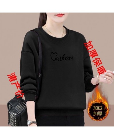 Black Letter Pattern Printing Round Neck Long Sleeve Loose Multiple Colors Autumn Winter Pullover Sweatshirts Hatless $33.10 ...