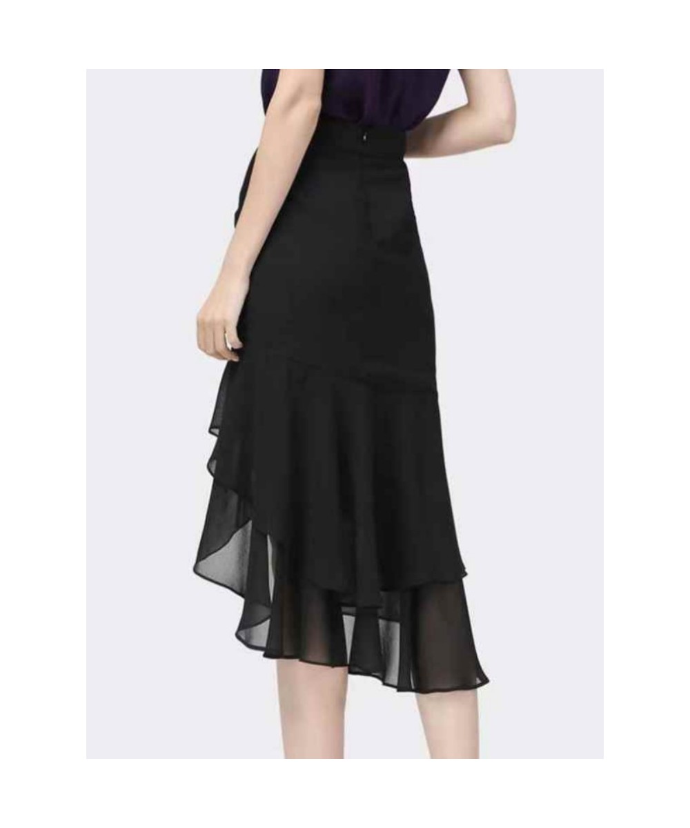 Summer High Waist Slit Black Skirt Women 2022 Summer New High Waist Slimming Fishtail Hip Mid-Length Tulle Women $39.21 - Skirts