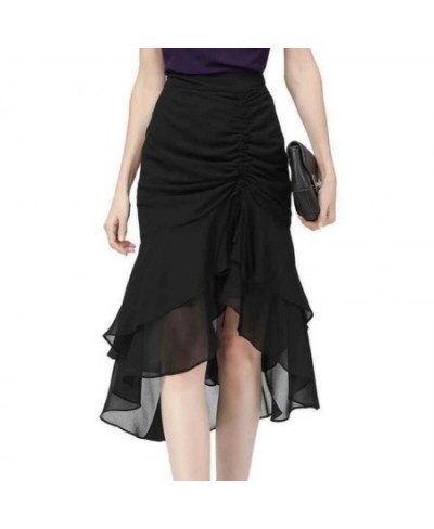 Summer High Waist Slit Black Skirt Women 2022 Summer New High Waist Slimming Fishtail Hip Mid-Length Tulle Women $39.21 - Skirts