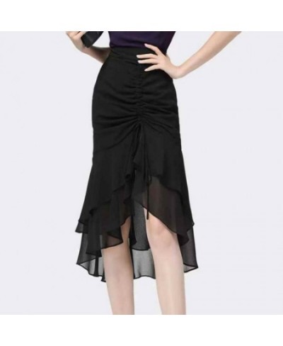 Summer High Waist Slit Black Skirt Women 2022 Summer New High Waist Slimming Fishtail Hip Mid-Length Tulle Women $39.21 - Skirts