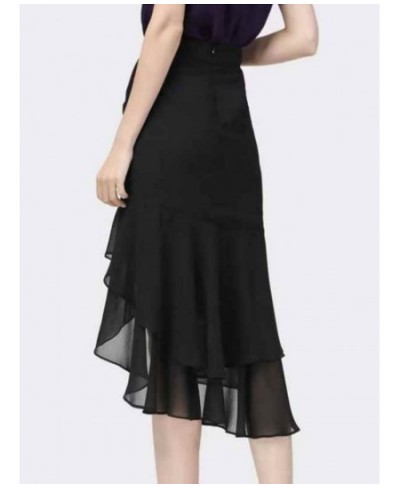 Summer High Waist Slit Black Skirt Women 2022 Summer New High Waist Slimming Fishtail Hip Mid-Length Tulle Women $39.21 - Skirts