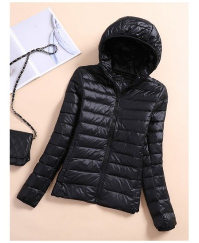 Short Lightweight Women White Duck Down Jacket Zipper Hooded Autumn Winter Warm Coat Outwear $59.73 - Jackets & Coats