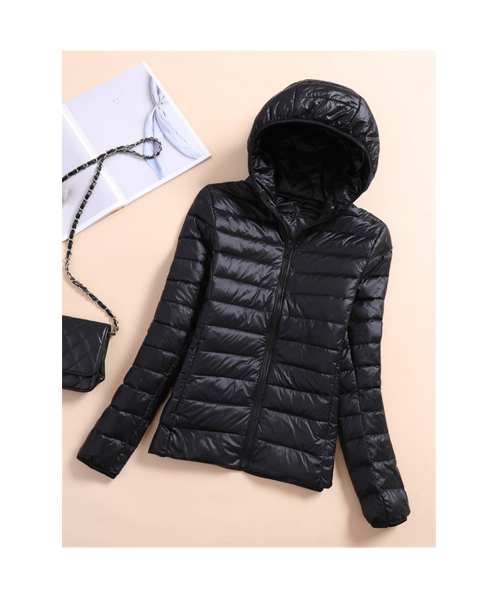 Short Lightweight Women White Duck Down Jacket Zipper Hooded Autumn Winter Warm Coat Outwear $59.73 - Jackets & Coats