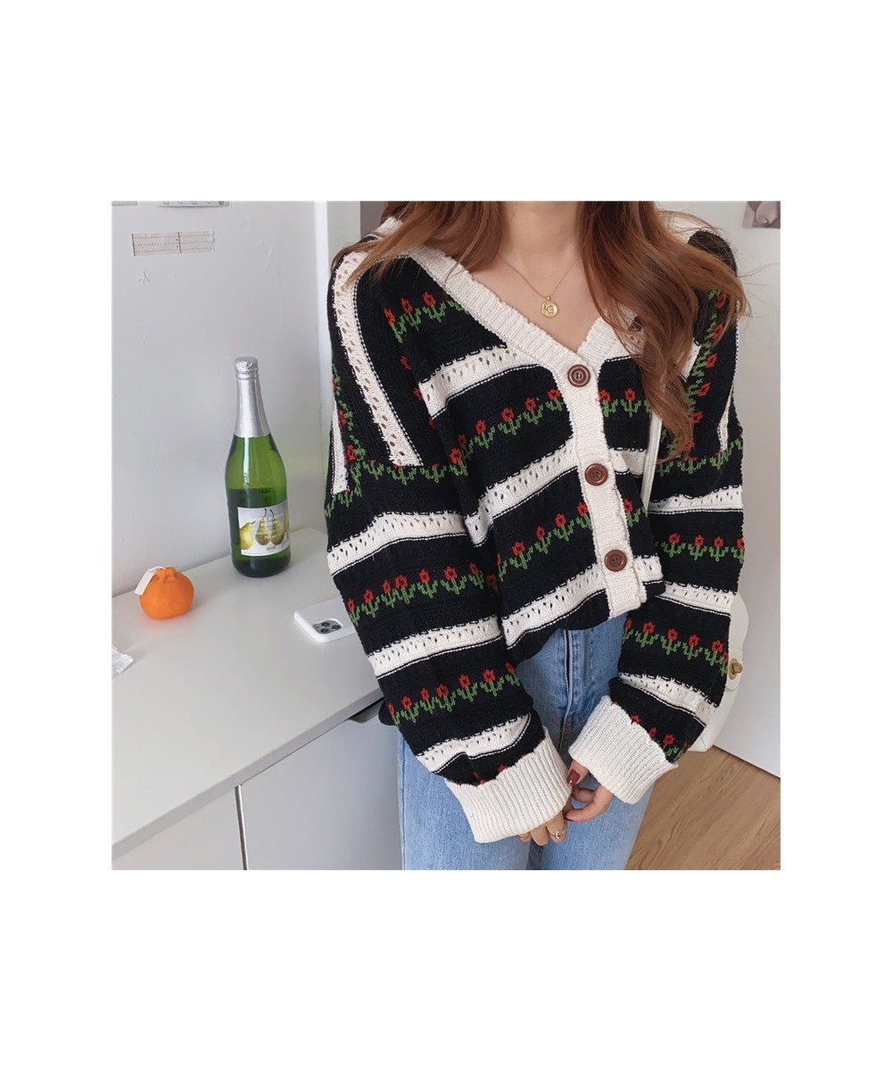 INSMICROGIRL Vintage Cutout Floral Knit Long Sleeve Cardigan Jacket Sweater Cardigan Y2K Fashion Buttom Streetwear New Coat $...