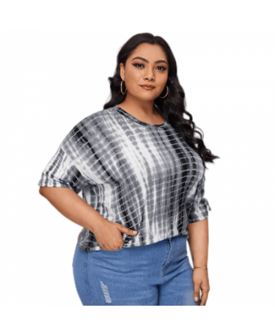 Plus Size Half Sleeve Summer Casual T-shirt Women Loose Fit Boyfriend O-Neck Tie Dye Street Blouse Top Big Size Tee 5XL 6XL 7...