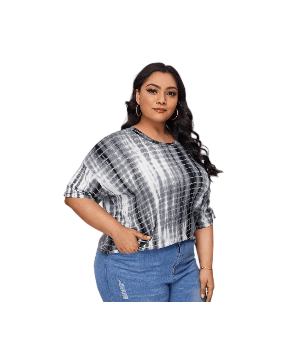 Plus Size Half Sleeve Summer Casual T-shirt Women Loose Fit Boyfriend O-Neck Tie Dye Street Blouse Top Big Size Tee 5XL 6XL 7...