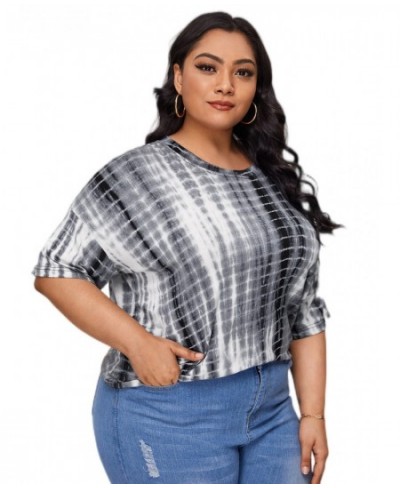 Plus Size Half Sleeve Summer Casual T-shirt Women Loose Fit Boyfriend O-Neck Tie Dye Street Blouse Top Big Size Tee 5XL 6XL 7...