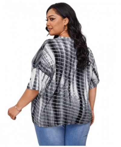 Plus Size Half Sleeve Summer Casual T-shirt Women Loose Fit Boyfriend O-Neck Tie Dye Street Blouse Top Big Size Tee 5XL 6XL 7...