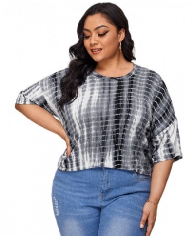 Plus Size Half Sleeve Summer Casual T-shirt Women Loose Fit Boyfriend O-Neck Tie Dye Street Blouse Top Big Size Tee 5XL 6XL 7...