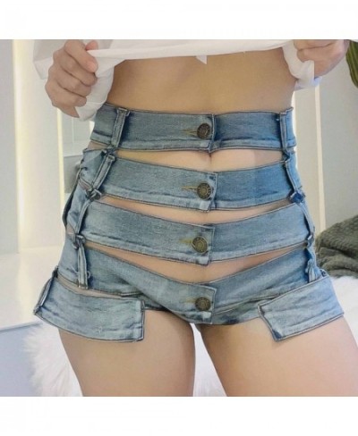 High Waist Women's Jeans Shorts 2023 Summer Denim Cotton Hole Splicing Bandage Ladies Skinny Sexy Nightclub Super Short Jeans...