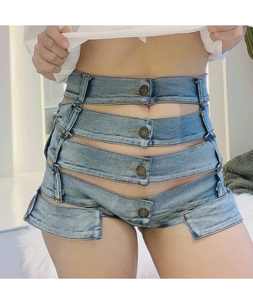 High Waist Women's Jeans Shorts 2023 Summer Denim Cotton Hole Splicing Bandage Ladies Skinny Sexy Nightclub Super Short Jeans...