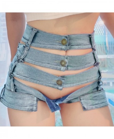 High Waist Women's Jeans Shorts 2023 Summer Denim Cotton Hole Splicing Bandage Ladies Skinny Sexy Nightclub Super Short Jeans...