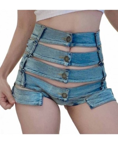 High Waist Women's Jeans Shorts 2023 Summer Denim Cotton Hole Splicing Bandage Ladies Skinny Sexy Nightclub Super Short Jeans...