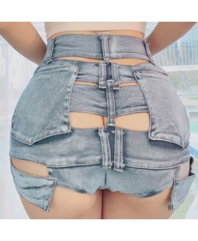 High Waist Women's Jeans Shorts 2023 Summer Denim Cotton Hole Splicing Bandage Ladies Skinny Sexy Nightclub Super Short Jeans...