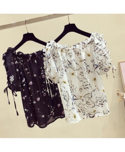 Fashion women blouses 2023 Ruffled print chiffon blouse shirt summer tops short sleeve women shirts Black and white $42.11 - ...