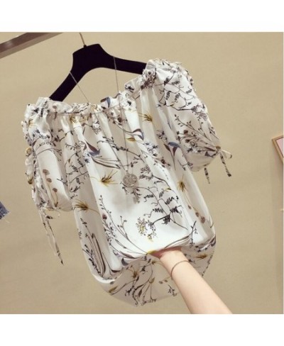 Fashion women blouses 2023 Ruffled print chiffon blouse shirt summer tops short sleeve women shirts Black and white $42.11 - ...