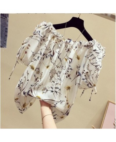 Fashion women blouses 2023 Ruffled print chiffon blouse shirt summer tops short sleeve women shirts Black and white $42.11 - ...