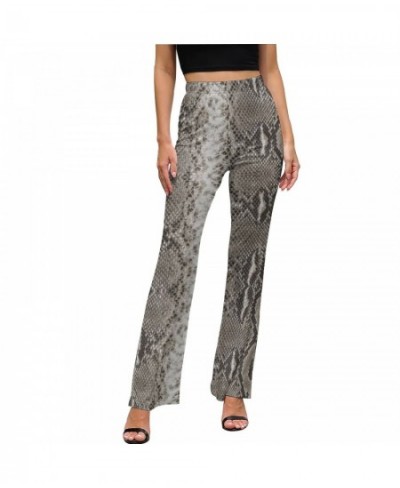 Snakeskin Print Casual Pants Faux Snake Skin Leather Pattern Modern Printed Flare Trousers Slim Fit Stretch Korean Fashion $3...