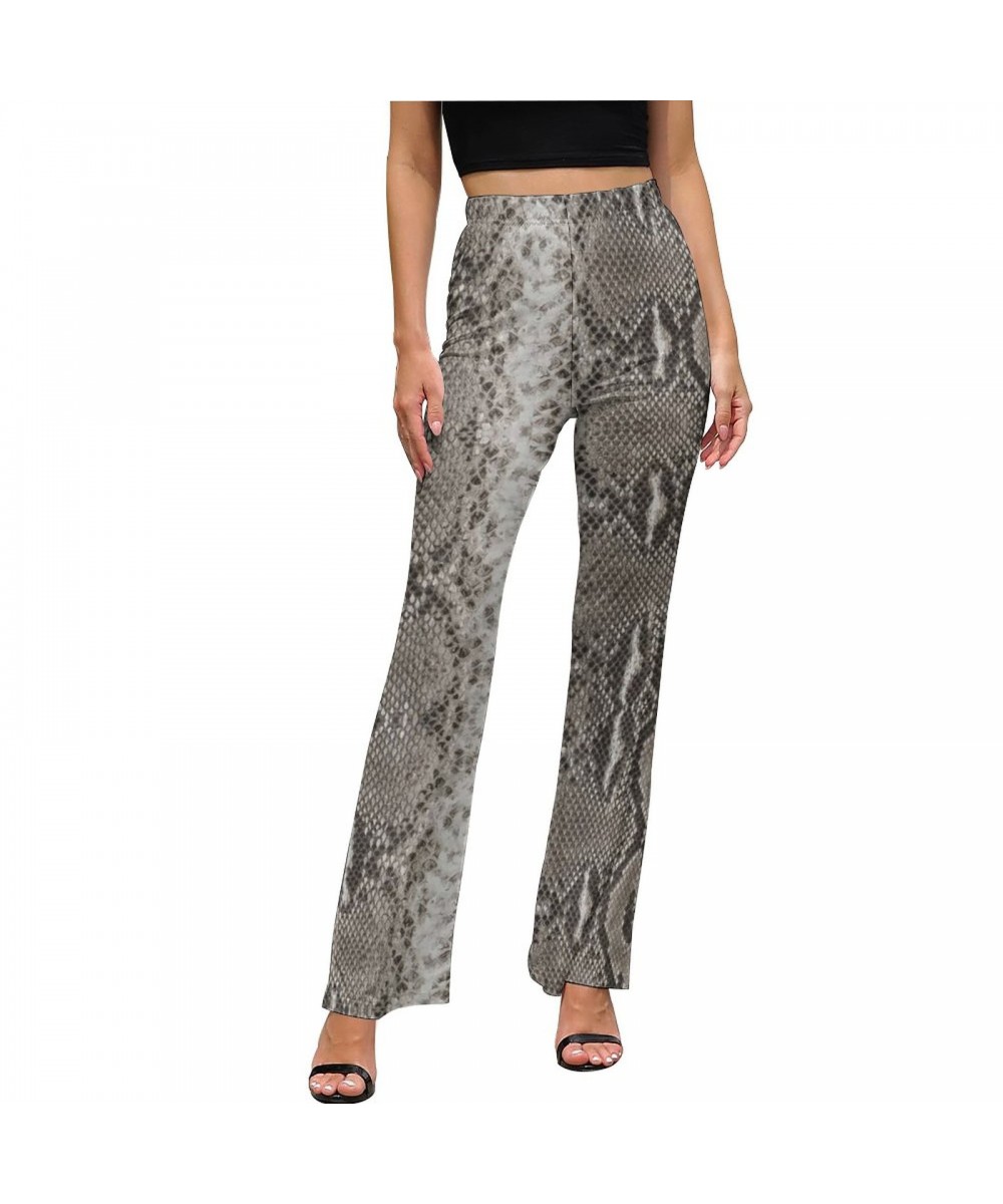 Snakeskin Print Casual Pants Faux Snake Skin Leather Pattern Modern Printed Flare Trousers Slim Fit Stretch Korean Fashion $3...