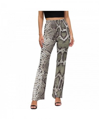 Snakeskin Print Casual Pants Faux Snake Skin Leather Pattern Modern Printed Flare Trousers Slim Fit Stretch Korean Fashion $3...