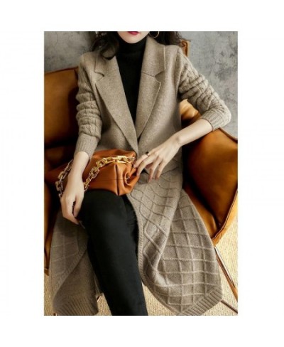 Cashmere cardigan female hemp add thick long sweater autumn winter new fund languid lazy loose sweater coat $70.67 - Sweaters