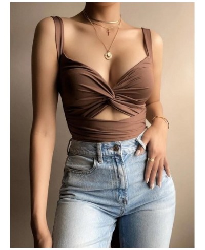 Sexy Women Sleeveless Short Crop Top Ladies Vest Casual Tank Tops Women's Tube Tops Female Black White Brown Clothes y2k $22....