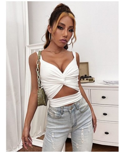 Sexy Women Sleeveless Short Crop Top Ladies Vest Casual Tank Tops Women's Tube Tops Female Black White Brown Clothes y2k $22....