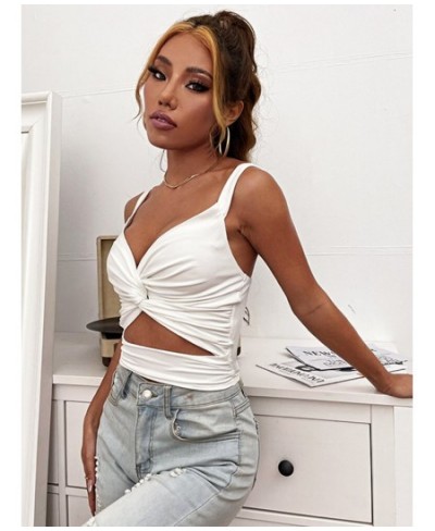 Sexy Women Sleeveless Short Crop Top Ladies Vest Casual Tank Tops Women's Tube Tops Female Black White Brown Clothes y2k $22....