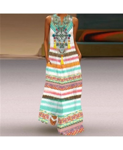 Elegant Long Maxi Dress Casual Peacock Feather Print Vintage Loose Pocket Chiffon Beach Dress Women Summer Evening Party $37....